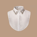 A White Women's Rhinestone Faux Collar with Shoulder Straps, Suitable for Versatile Women's Decorative Clothing.