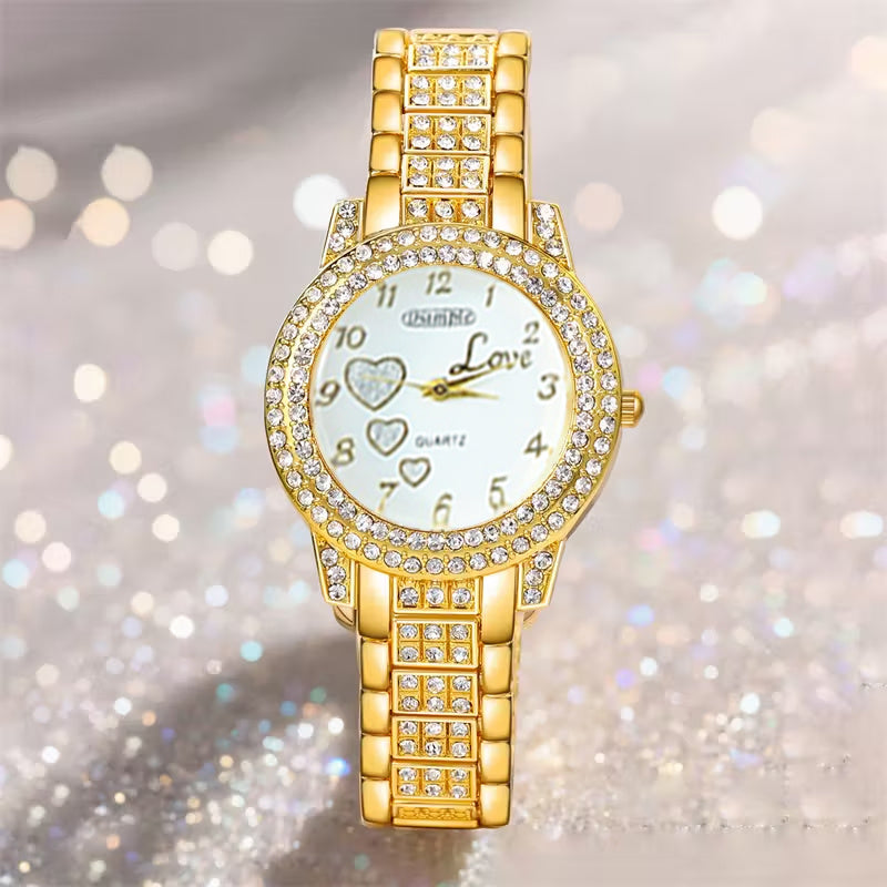 6pcs/set Watches for Women, Luxury Jewelry Set with 5pcs - Bracelet, Necklace, Earrings, Ring Jewelry for Women Set, Elegant Womens Watches, Valentine's Day Birthday Gifts for Women, Reloj De Mujer, Watches for Women, No Boxes.