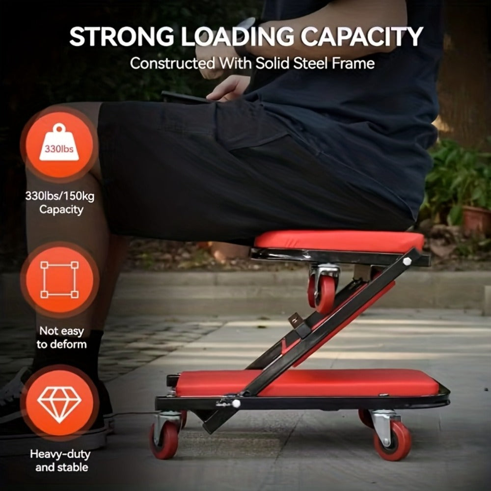 Shaped Wheeled Creeper Stool(Sold Separately), Foldable/Non-Foldable Crawler Mechanic Seat, 300 Lb Load Capacity with 6 2.5-Inch Casters, Great Gift for Men