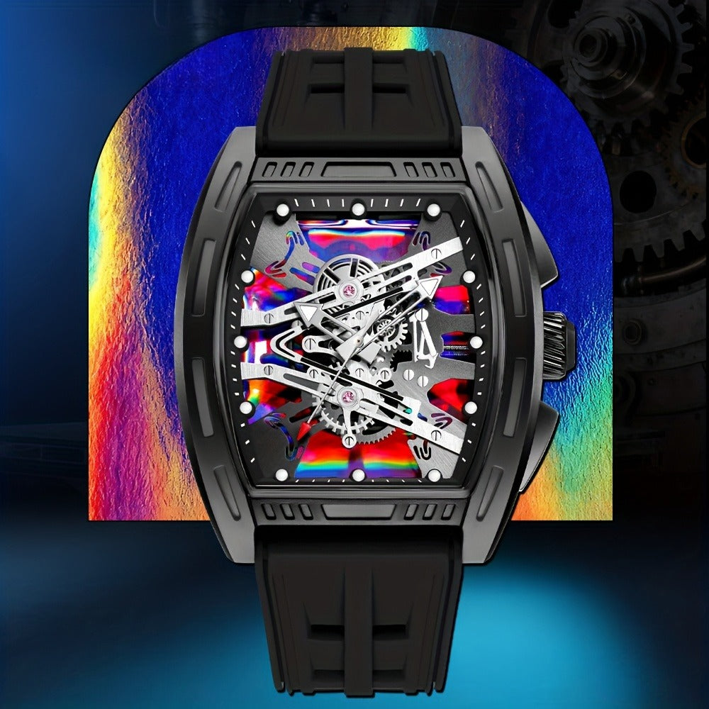 Relogio Masculino Top Brand Men'S Barrel Shape Watches, Luxury Male Quartz Wristwatch, Trendy Retro Style Watch For Man, Silicone Strap, Fashion Trend Men Business Watch, Holiday Birthday Gifts