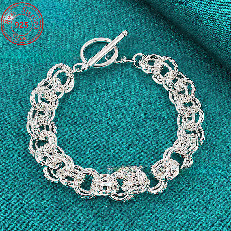 Set of 2 - S925 925 Silver - Elegantly Twisted Double Ring Bracelet - a Stylish And Minimalist Design - Perfect for Daily Use And Celebrations - Ideal for Valentine'S Day, Mother'S Day, Or Birthday Presents