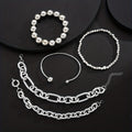 5pcs Women's Fashion Bracelet Set: Stylish, Minimalist, Exaggerated, High-End Round Bead, Square, and Bold Chain Bracelets for Women, Perfect for Daily Wear, Vacation, Dates, Parties, Gifts, Holidays, Birthdays, Travel, Mother, Girlfriend, Friend, Or
