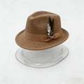 Flongo Classic Short-brimmed Felt and Feather Hat for Men and Women, Panama Hat
