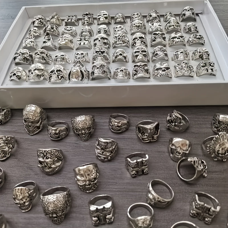 Fashion Punk Style Spider Skull Poker Design Ring Set Perfect for Men's Everyday Streetwear, Music Festivals, Halloween, And Christmas Gifts (Random Selection Of 20pcs)