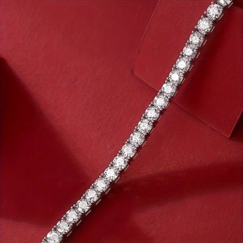 S925 Silver Moissanite Tennis Bracelet, High Jewelry Gift for Banquet Party Dinner, Hip Hop, Couple Style, Luxury, Wedding, Anniversary, Birthday