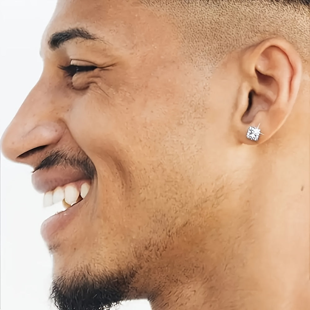 Magnetic Stud Earrings for Men And Women, Glossy Round Cubic Piercing-Free Hypoallergenic Stainless Steel Fake Ear Clips, Non-Slip No-Piercing Earring Backs