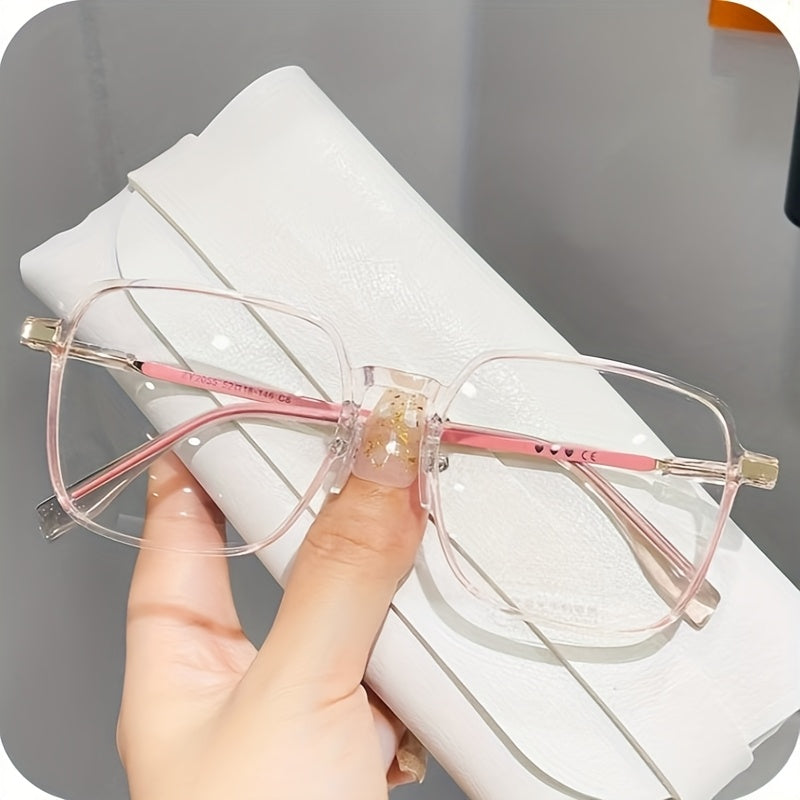Anti-blue light glasses frames Ultra-Thin Clear Frame Glasses with Heart Pattern Leg, Gender-Neutral Minimalist Eyewear, Teen s Trendy and Elegant Non-Prescription Glasses Perfect for Daily Wear, Street Photography and Fashionable Outings