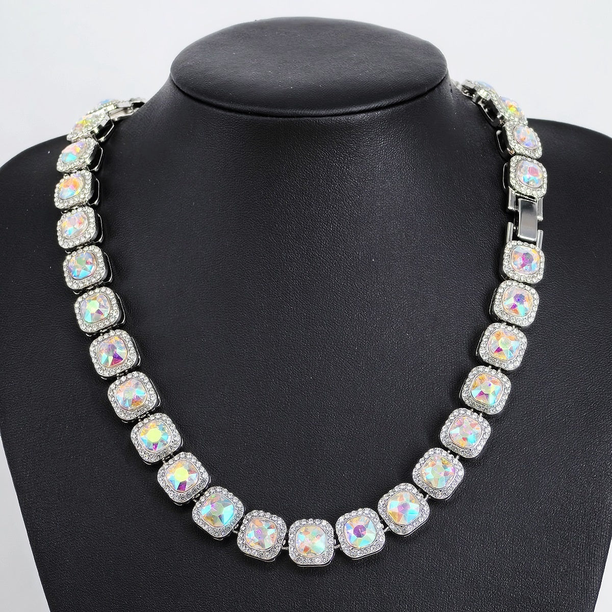 12Mm Square moissanite Necklace, S925 925 Silver Necklace, Inlaying Large Particles Exquisite moissanite, Banquet/Party/Dinner Party Senior moissanite Jewelry