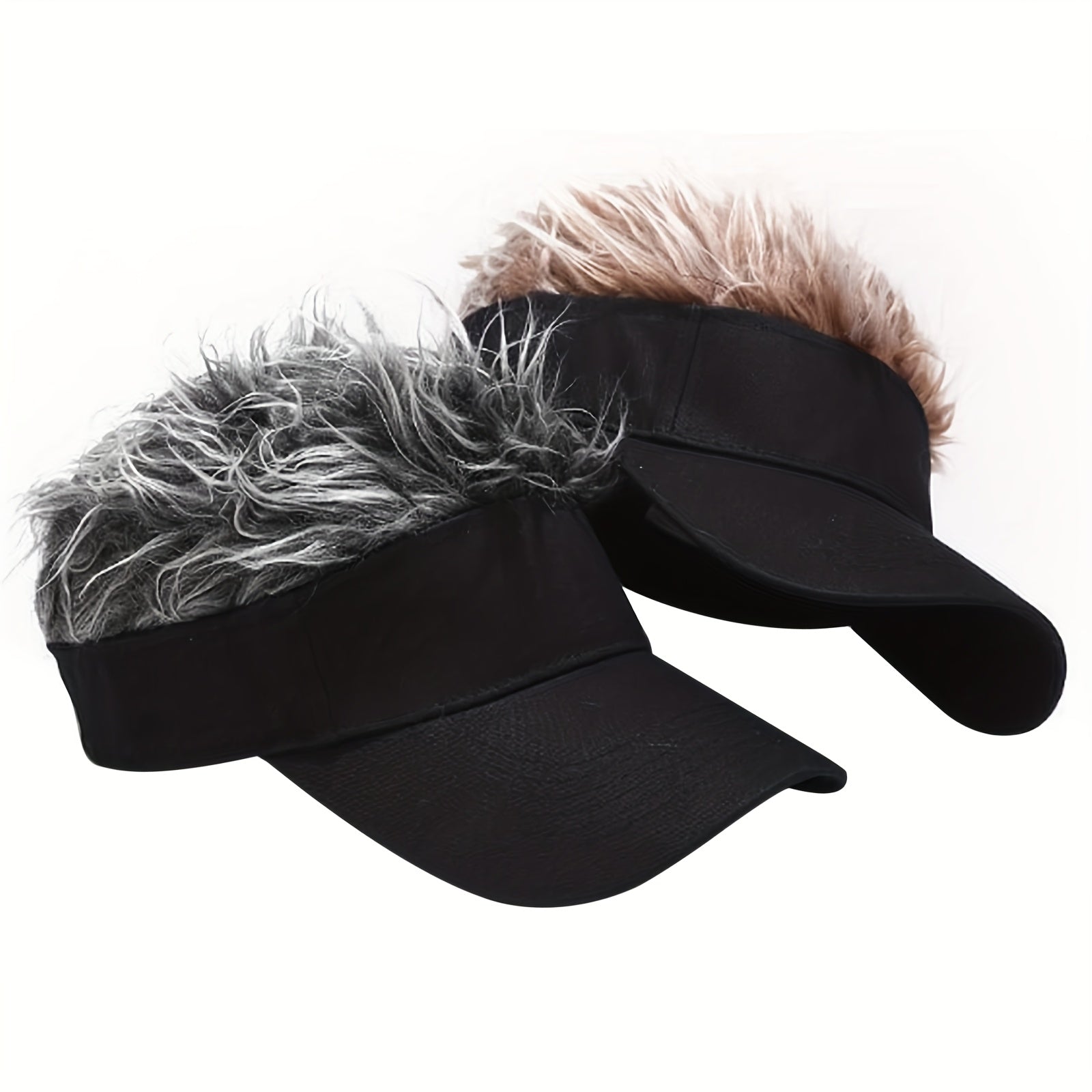 Men's Baseball Golf Hat Cap Sun Visor Wig Hat with Fake Flair Hair Outdoor Sports