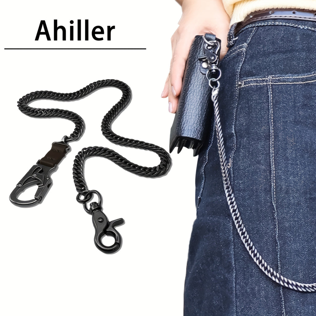 Ahiller Business Style Wallet Chain, Hip Hop Style Keychain - Dual Lock Security Design, Outdoor Camping, Traveling Accessory for Motorcycle/Daily Use with Scratch Resistant Coating, Men's EDC Carrying Gear Chain, Perfect Gift for Boyfriends And Dads, Dai