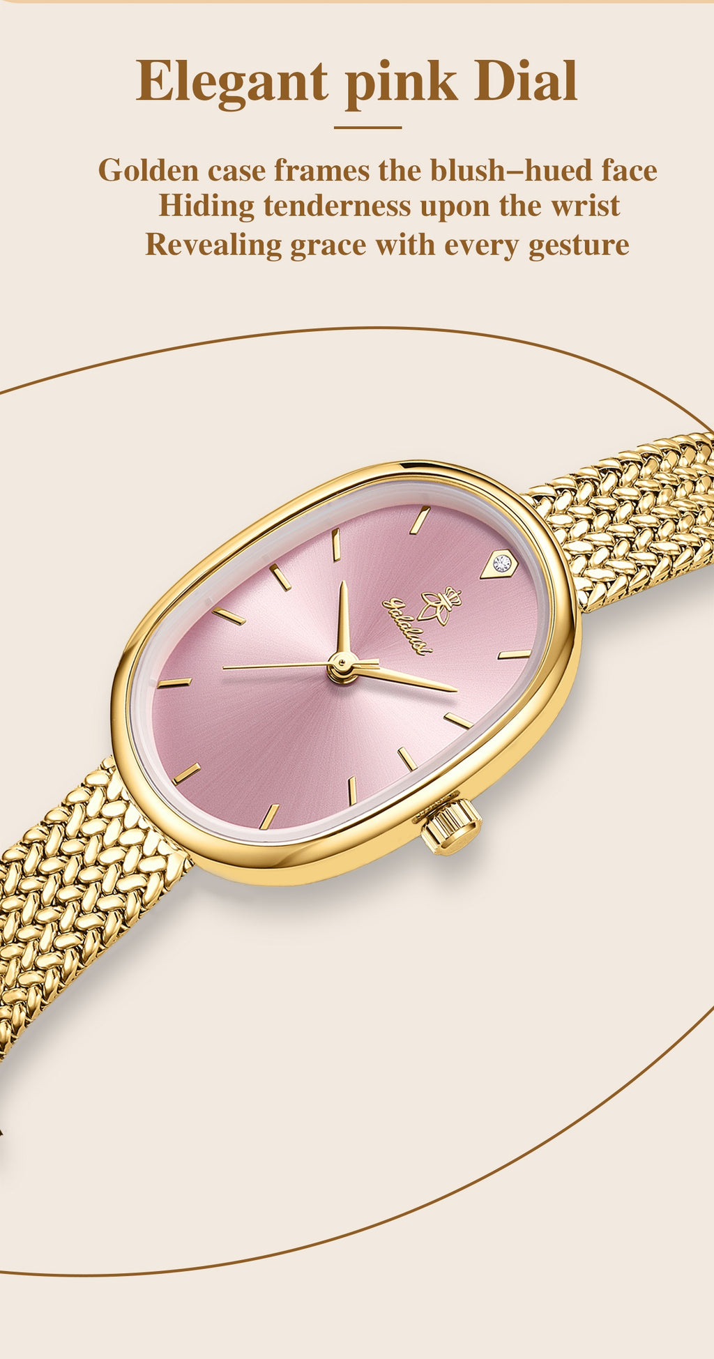 YaLaLuSi Elegant Women'S Quartz Watch Classic Oval Dial Leaf Pattern Bracelet Strap Comes With A Beautiful Gift Box Stylish Women'S Essential Accessories Valentine'S Day Gift Ideas