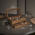 12-Slot Watch Box, 2-Tier Watch Display Case with Large Glass Lid, Removable Watch Pillows, Velvet Lining, Jewelry Box, Christmas Gift
