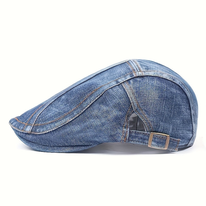 Spring And Summer Thin Unisex Washed Denim Beret, An Ideal Match for Jeans. Adjustable  Artist Hat with Adjustable Circumference, Vintage Vintage Vintage Newsboy Hat