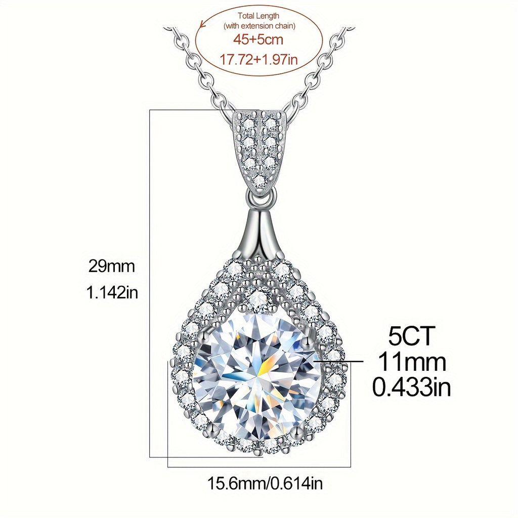 925 Sterling Silver Inlaid Synthetic Zirconia Necklace, Wedding Necklace, Valentine'S Day Gift, Elegant Women'S Bridal Jewelry, Best Valentine'S Day Gift