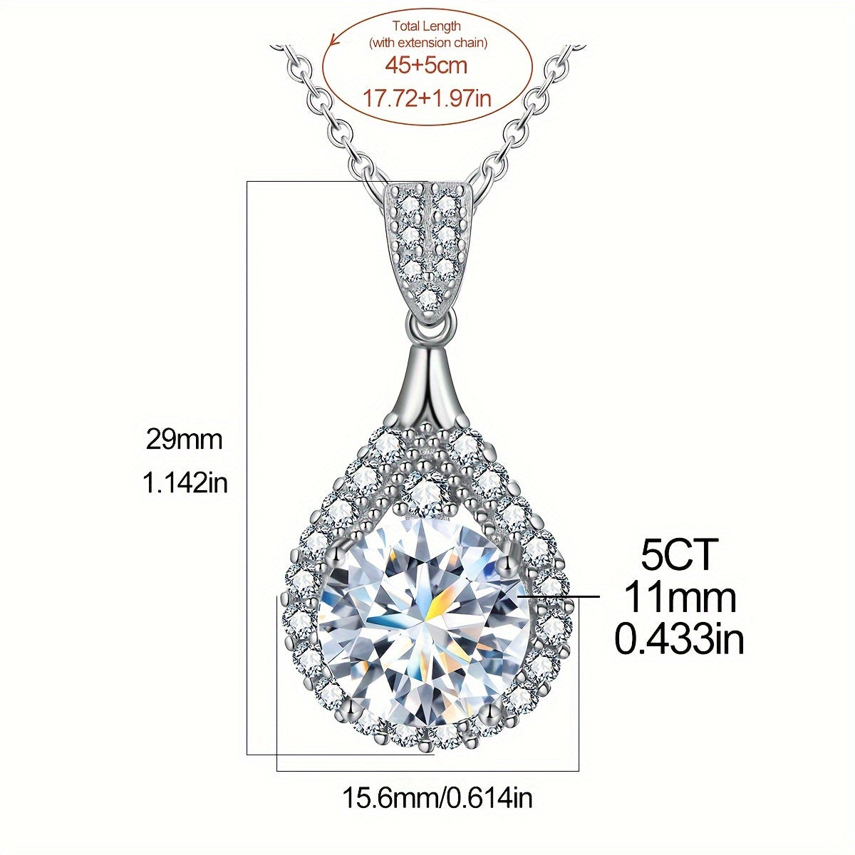 925 Sterling Silver Inlaid Synthetic Zirconia Necklace, Wedding Necklace, Valentine'S Day Gift, Elegant Women'S Bridal Jewelry, Best Valentine'S Day Gift