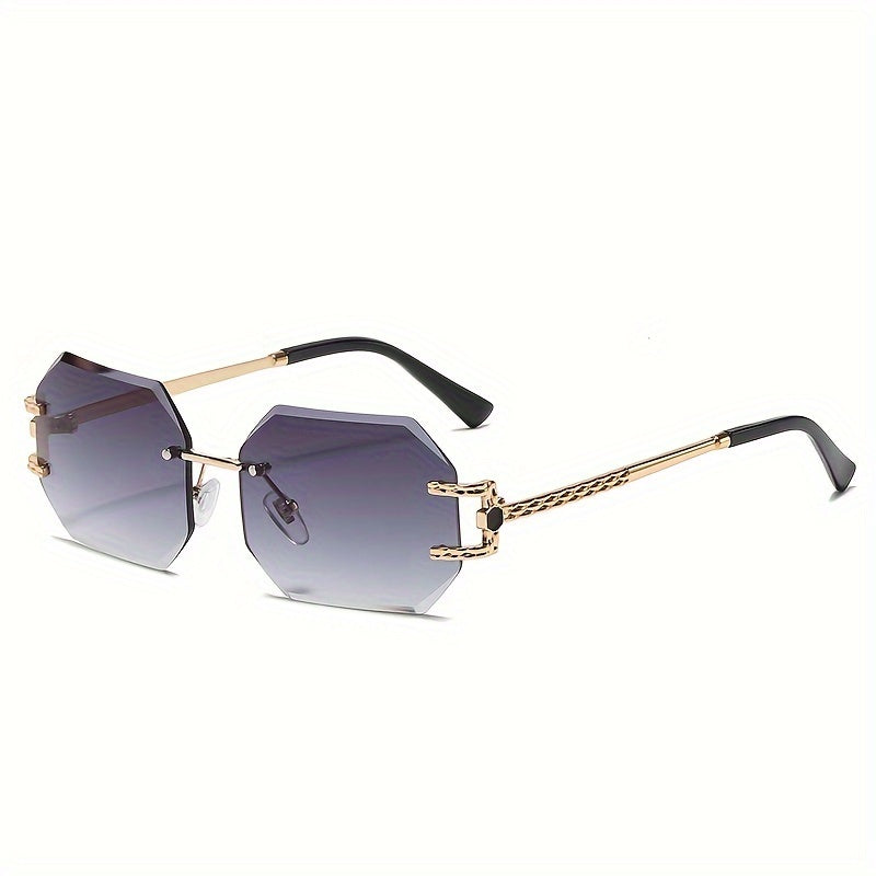Fashionable Gradient Large-framed Women's Glasses with Borderless Polygonal Design, Suitable for Beaches and Parties, Featuring a Trendy Metal Frame