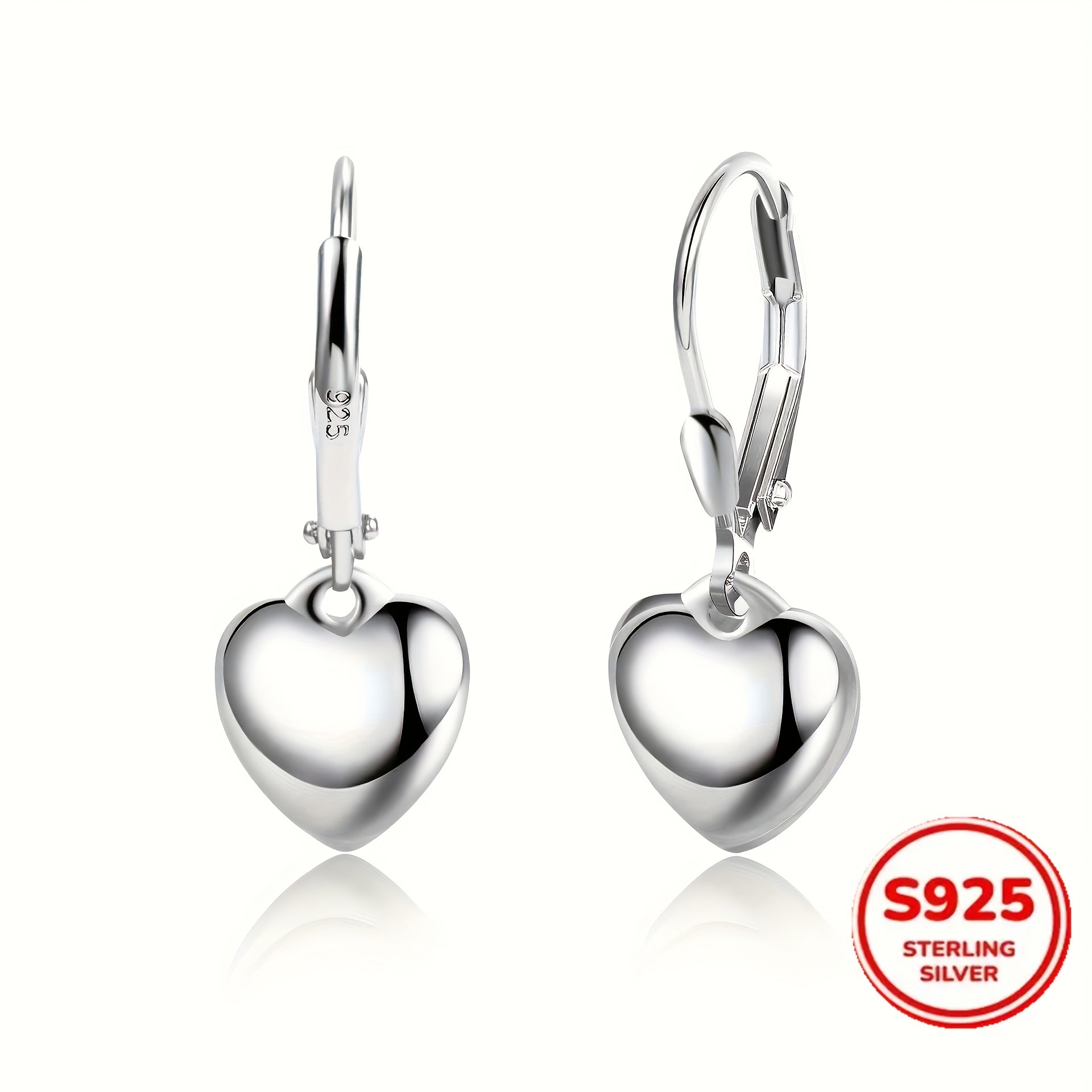 A Pair Of Elegant Heart-shaped S925 Sterling Silvery Earrings-stylish And Simple Heart-shaped Earrings Weighing 3g, Very Suitable for Casual Wear Or As A Gift, Novel S925 Sterling Silvery Earrings.