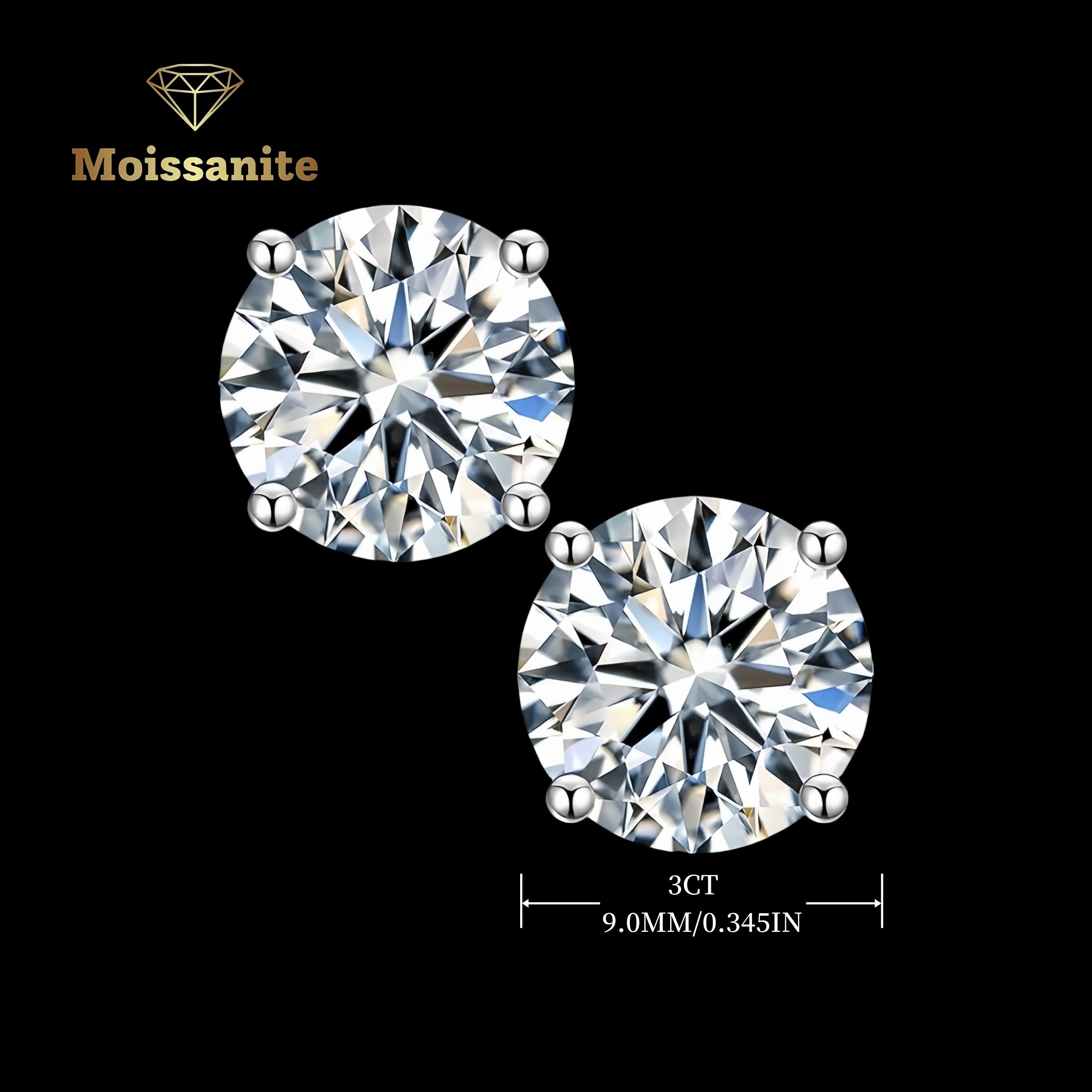 1 Pair of Moisanite Earrings, 1CT-6CT-D Color VVS Clarity, Brilliant Circular Cut, moissanite, 925 Sterling Silver, Gift for Women And Men with Jewelry Box, Girl, Earring Gift