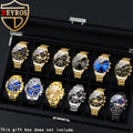 12pcs/Set Men Watch Set, Fashion Stainless Steel Strap Quartz Watches for Men, Classic Pointer Round Dial Date Display Men'S Wrist Watch Business Casual Men'S Watch Set Birthday Valentine'S Day Easter Perfect Gift, Reloj Para Hombre