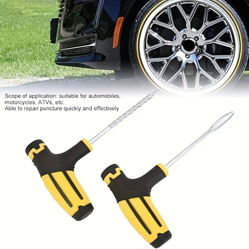 [Tire Repair Kit] 42pcs Car Tire Repair Kit With Emergency Tools, Patches & Sealant - Easy-To-Use For Quick Fixe