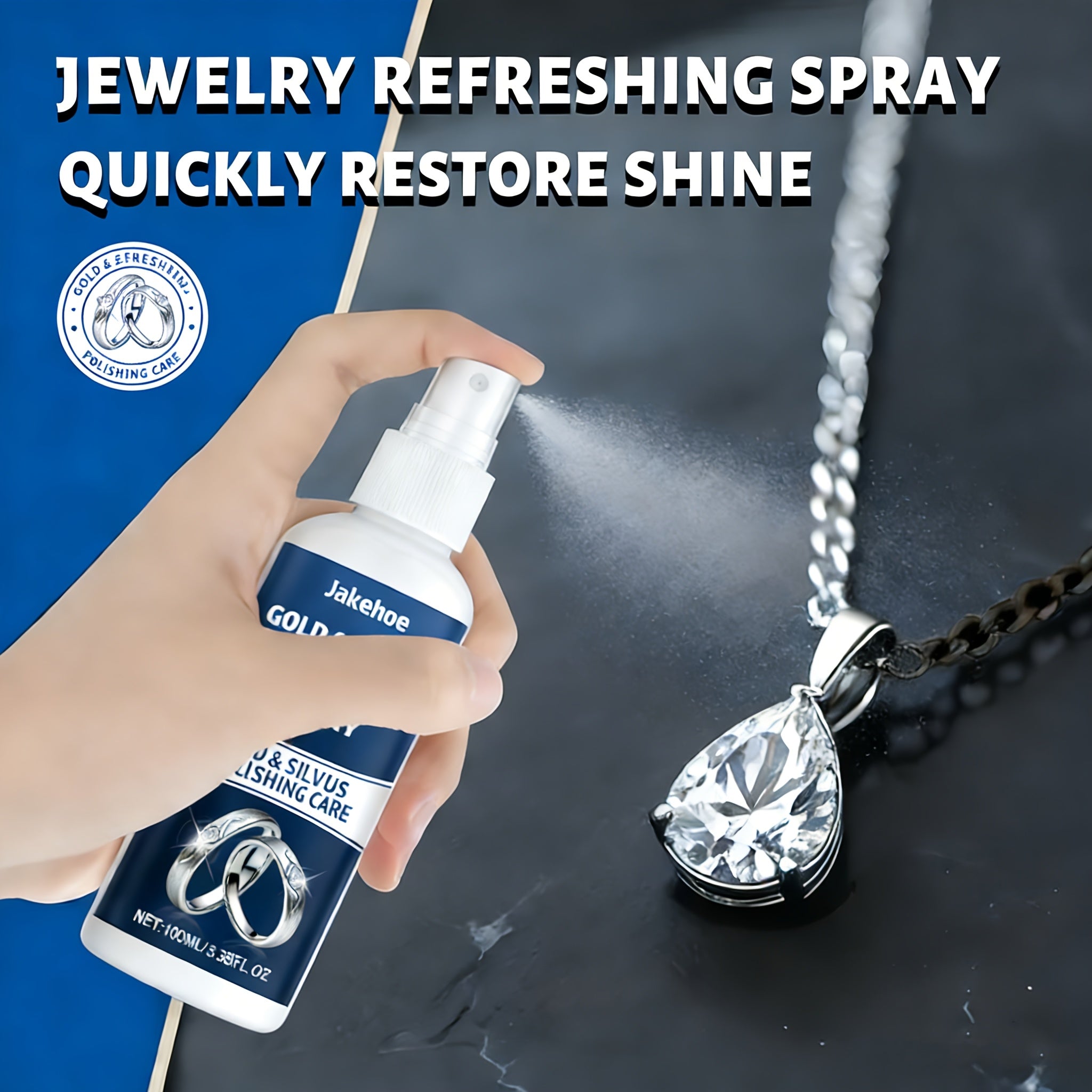 Jewelry Polishing Agent, High-Grade Cleaning Spray, Quickly Remove Oxidation and Restore Luster, Suitable for Necklaces, Bracelets, Rings, Earrings, Watches