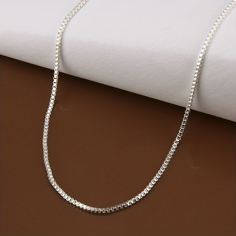 Delicate Box Chain Made of 925 Sterling Silver, Measuring 0.8MM, Perfect for Women'S Necklaces Available in Lengths of 16, 18, 20, 22, And 24 Inches