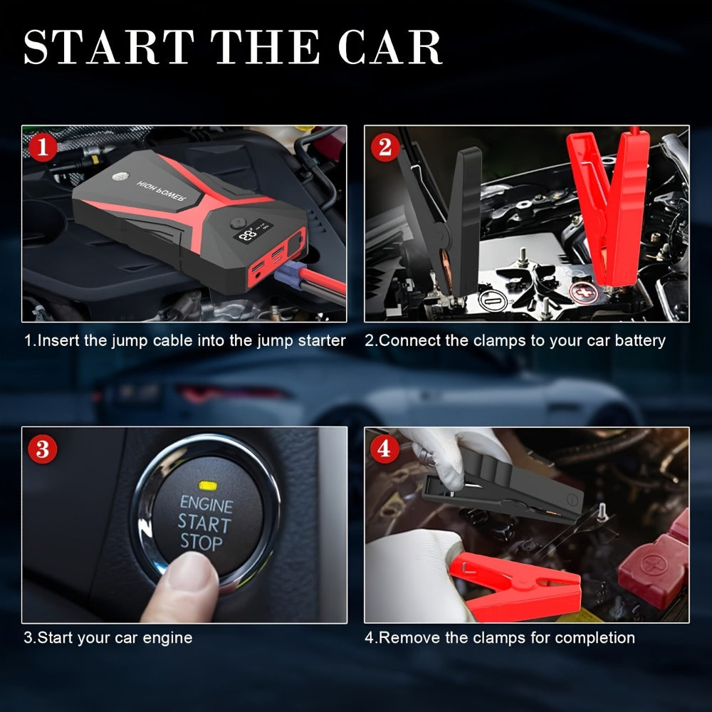 [Portable Power Bank] Jump Starter Power Pack, 1600A/3000A/3500A Car Battery Booster 12V Portable Car Jump Starter Power Bank for Gas N Diesel Cars, with USB Charge Ports And LED Flashlight