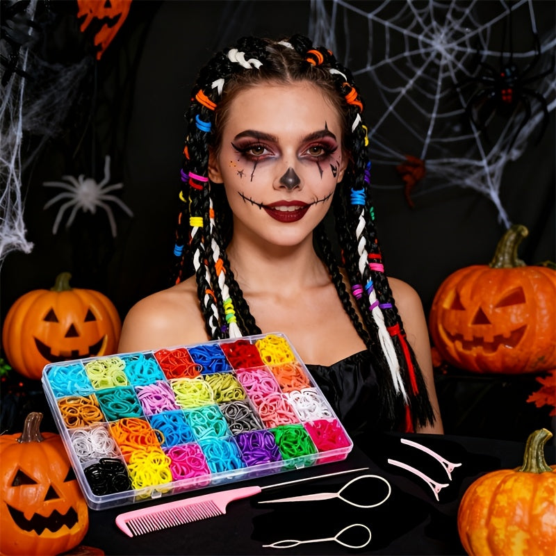 A Set of 1500 Vibrant And Lightweight Rubber Bands for Hair, Perfect for Different Hairstyles. It Comes with 6 Hair Tools And Colorful Additions, Making It Ideal for Parties And Budget-Friendly