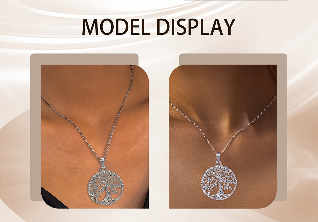 [Tree of Life Necklace] Sterling Tree of Life Necklace Elegant 925 Sterling Silvery Tree of Life Pendant Necklace - Hypoallergenic, Perfect for Casual Attire And Gifting