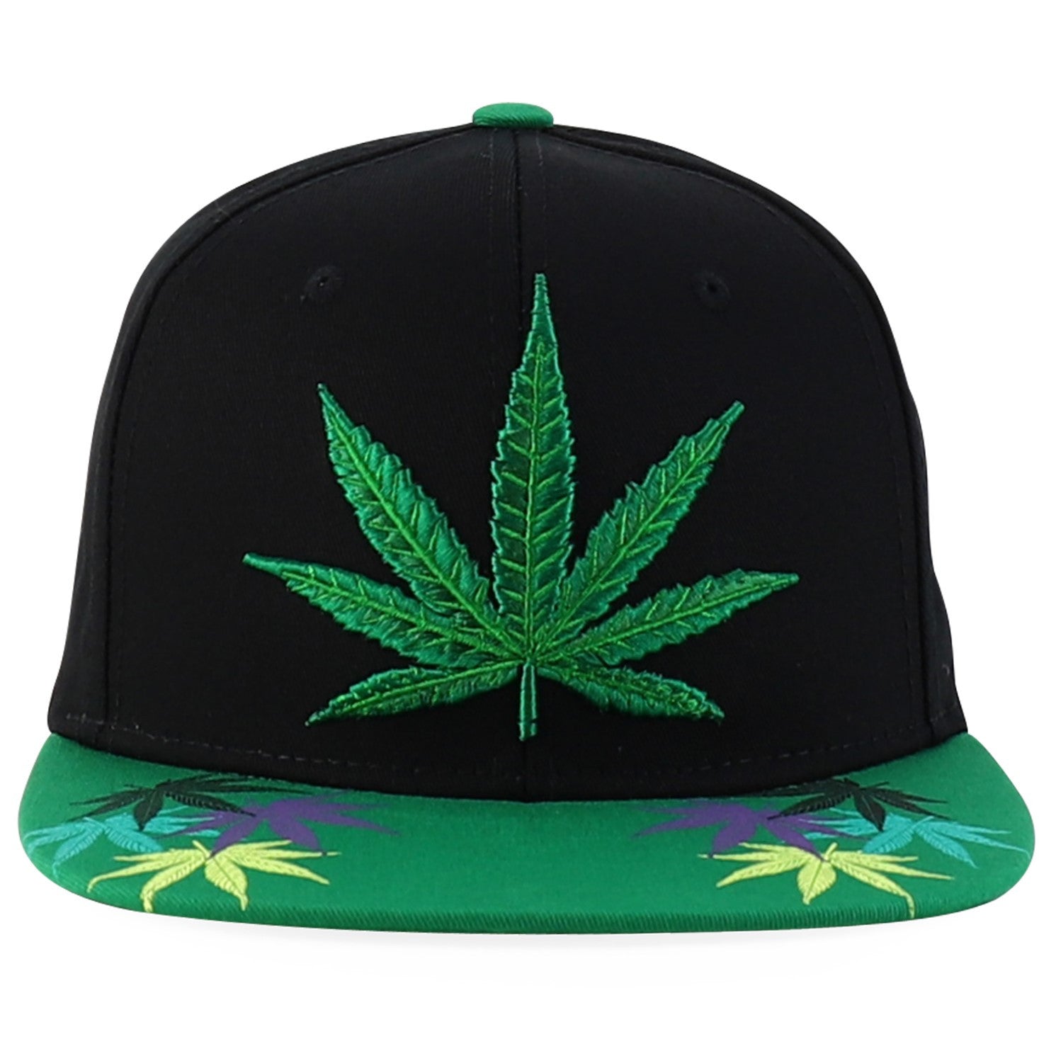 Rasta MJ Leaf 3D Embroidered Flat Bill Snapback Cap