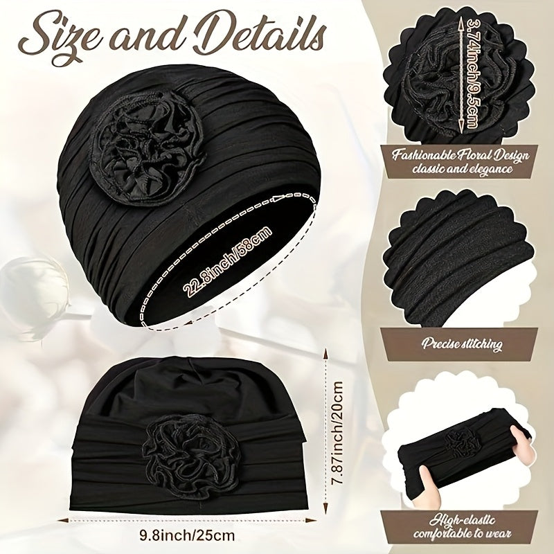 4pcs for Women's Soft Breathable Turban Hat - Elastic Chemo Suitable for Cancer, Chemotherapy, Sensitive Scalp - Comfortable Beanie Wrap