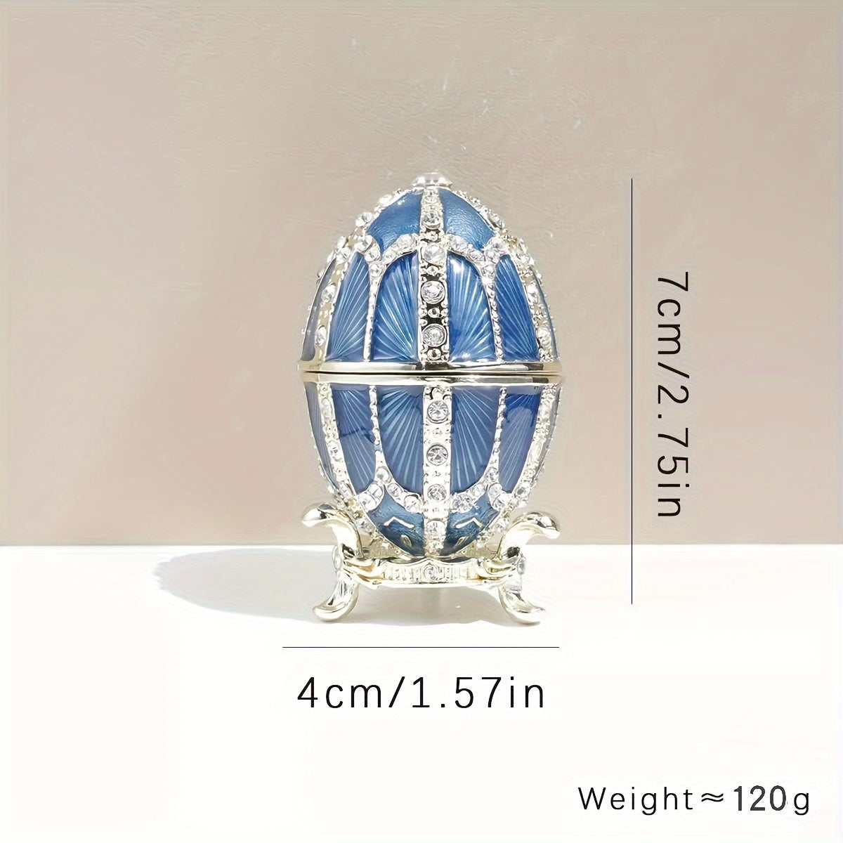 Elegant  Enameled Faberge-Style Jewelry Box - Magnetic Closure, Metal Trinket Organizer for Necklaces, Watches & Accessories - Perfect Home Decor Gift