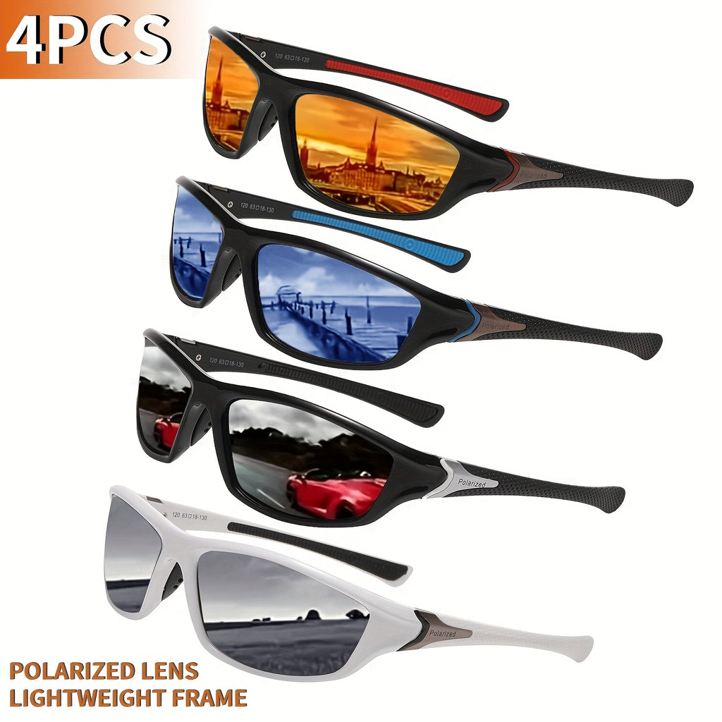 4 Pairs Sports Sunglasses for Men And Women, Full Frame UV Protection, Ultra-Light PC Frame, PC Lens, Very Suitable for Cycling, Rock Climbing, Running, Fishing - Outdoor Leisure Travel Sunglasses for Men And Women