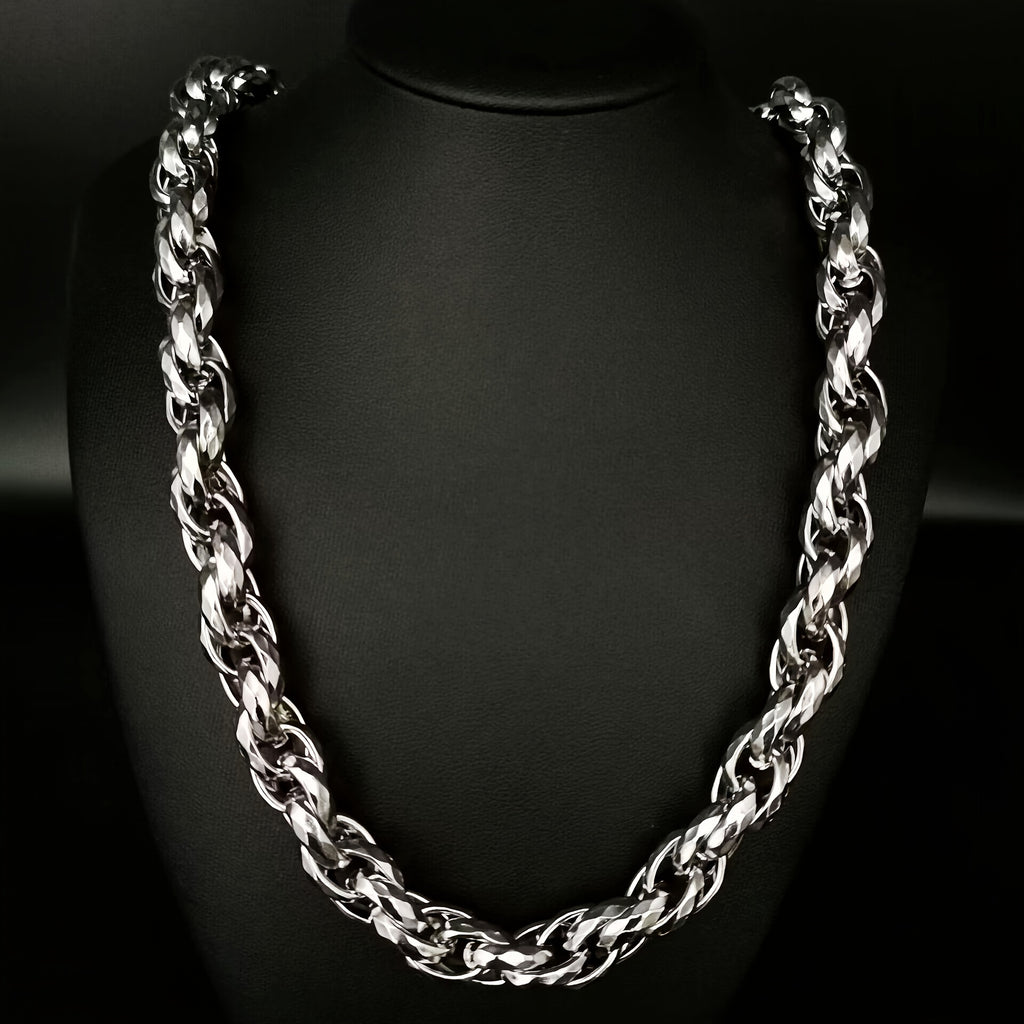 304 Stainless Steel 2pcs bracelet+necklace, Men's retro fashion hip-hop jewelry set as a gift for him