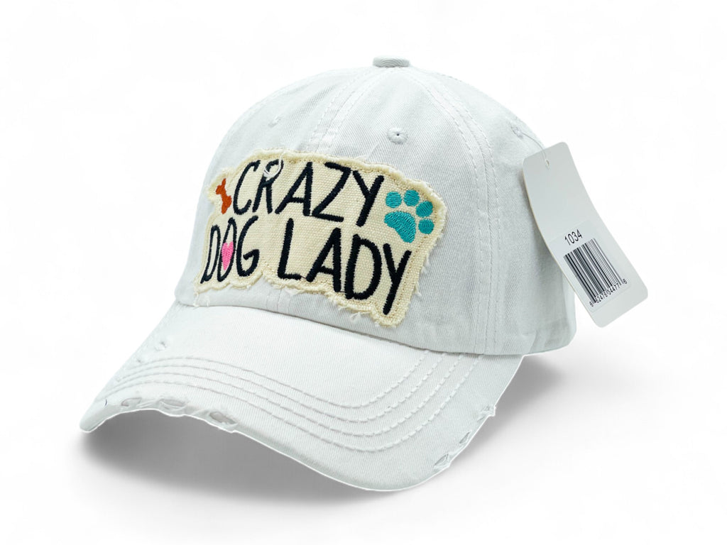 "Crazy Dog Lady" Vintage Distressed Embroidered Baseball Cap For American - 100% Cotton, Breathable, Casual, Adjustable, UV Protection