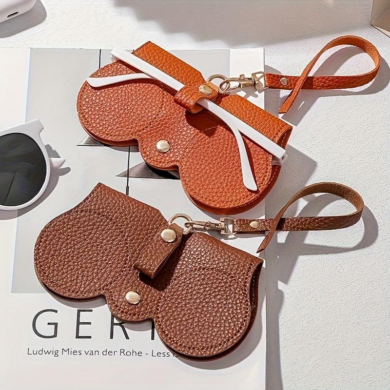 10-Pack Portable Stylish Faux Leather Case - Cute Clip-On Design with Golden Clasp Eyewear Holder for Women, Bag Pendant, Glasses Protection Cover for New Eyeglasses