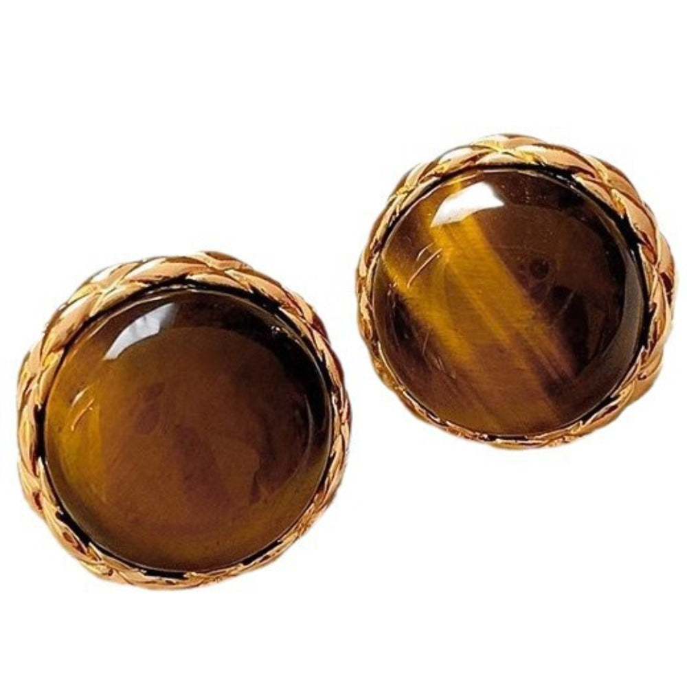 9 Pairs of Malaite Earrings, Light Luxury High-End Tiger's Eye Stud Earrings, Women's INS-Style Niche Versatile Earrings, Suitable for Daily Wear, Banquets, Parties, Multiple Styles for Different Weekly Outfits