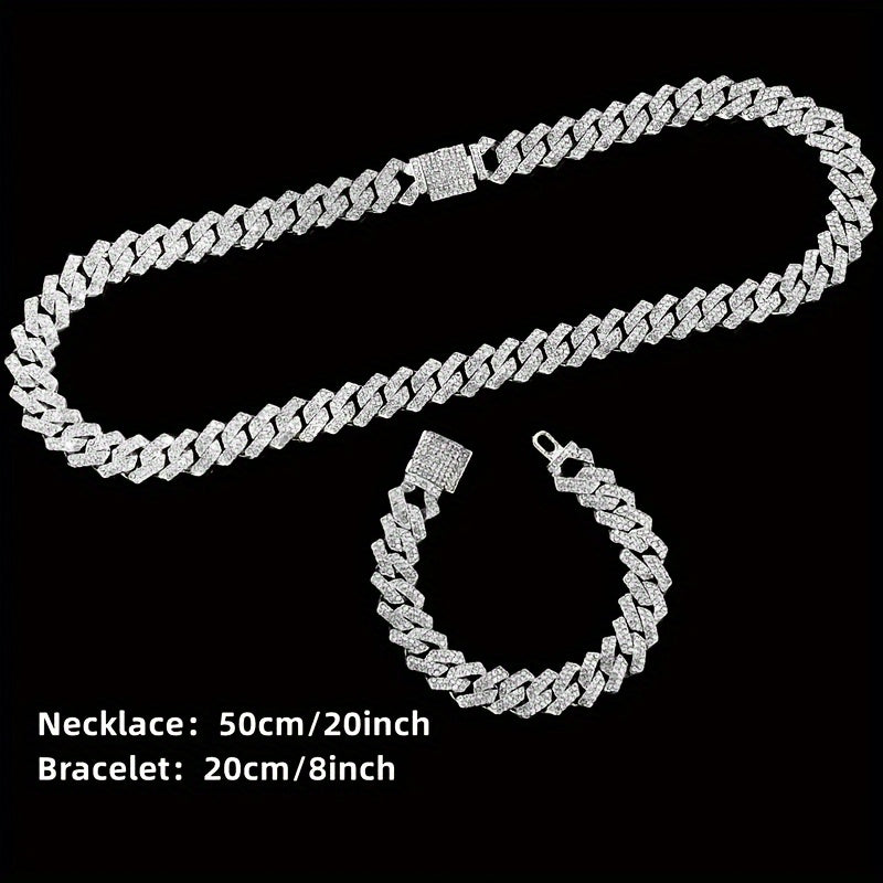 Set Of 3 Pieces, Watch Set For Men And Women, Men's Cuban Necklace And Bracelet Set, Christmas Gift