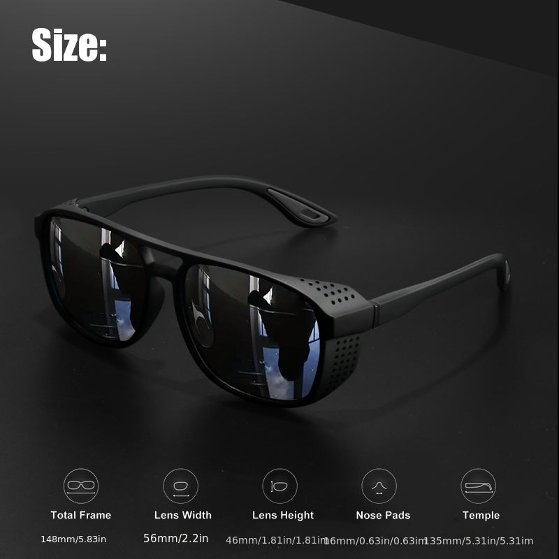 Circular Polarized Steampunk Sports Glasses - Stylish Polarized Running Glasses - Ideal for Fishing and Driving, Durable Side Cutout Frame, HD Lenses，sunglasses