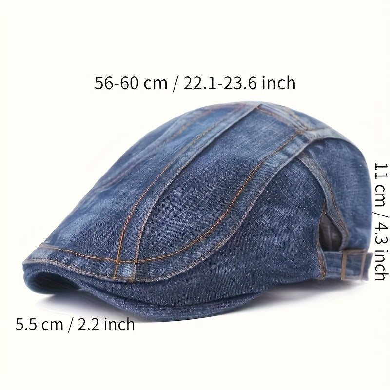 Spring And Summer Thin Unisex Washed Denim Beret, An Ideal Match for Jeans. Adjustable  Artist Hat with Adjustable Circumference, Vintage Vintage Vintage Newsboy Hat
