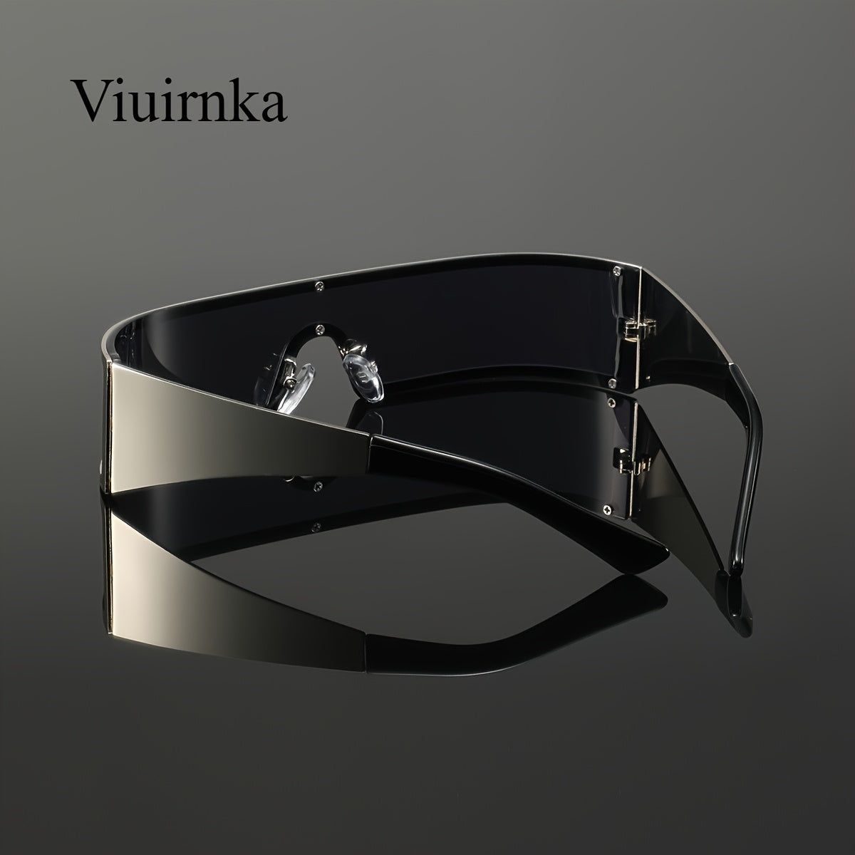 VIUIRNKA Men's Fashion Glasses, Cyberpunk Metal Wraparound Frame, Wide Temple Futuristic Design with Case, Lightweight Street Style Fashion, Perfect for Halloween & Christmas Gift Giving, Cool Quality Event Wear