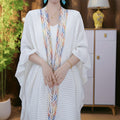 New Shawl for Women with Hollowed Out Color Stripes And Ruffle Edges, Paired with A Sweater for Travel Photography, Ethnic Style Cloak, Seasonal Universal Air-conditioned Room Scarf