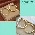 2 Pairs Of Copper Circle Earrings - Elegant And Sexy Women's Accessories - Suitable for Daily Casual Wear And Gift Giving