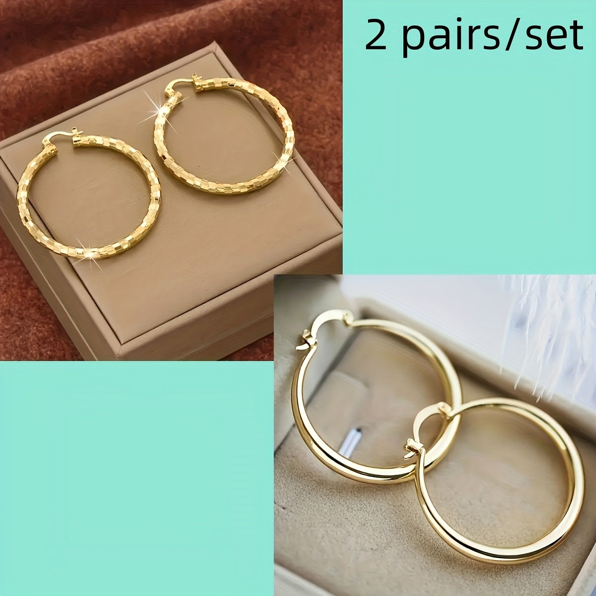 2 Pairs Of Copper Circle Earrings - Elegant And Sexy Women's Accessories - Suitable for Daily Casual Wear And Gift Giving