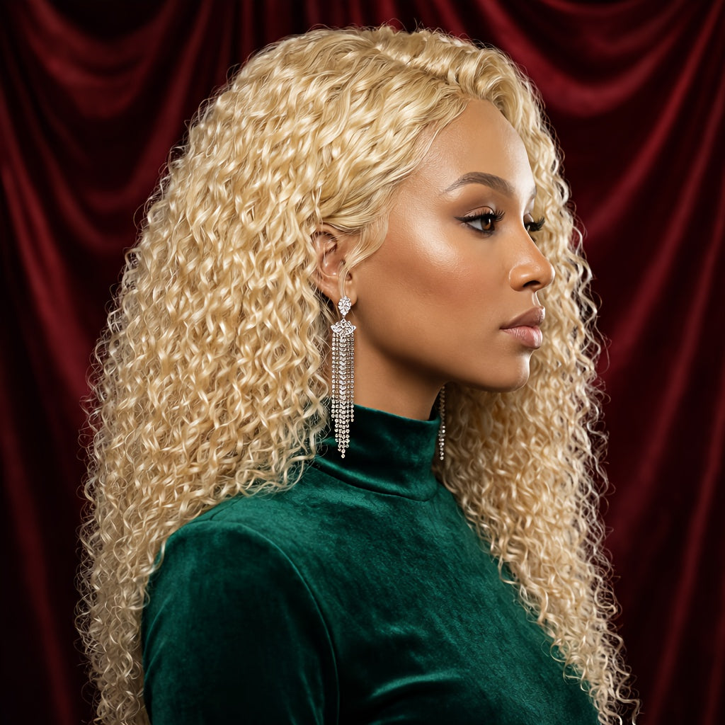Deep Wave Glueless Wig Afro American Curly Hair with Pre Plucked Hairline Comfortable Fit Full Thick Natural Look Easy to Manage Perfect for Daily Wear Party Fashion | Women Wig | Afro Style Wig | Deep Wave Hair | Wigs for Cosplay | Wigs for Parties
