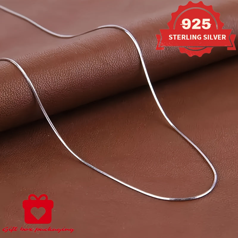 1mm Handmade Necklace, 925 Sterling Silvery Fashion Round Snake Chain Necklace, Unisex, Available In Sizes, Mother's Day, Daily Gift for Him/Her/Girlfriend, Comes In A Beautiful Gift Box, TotalWeight Of The Product(Silvery Gram Weight 6.24g)