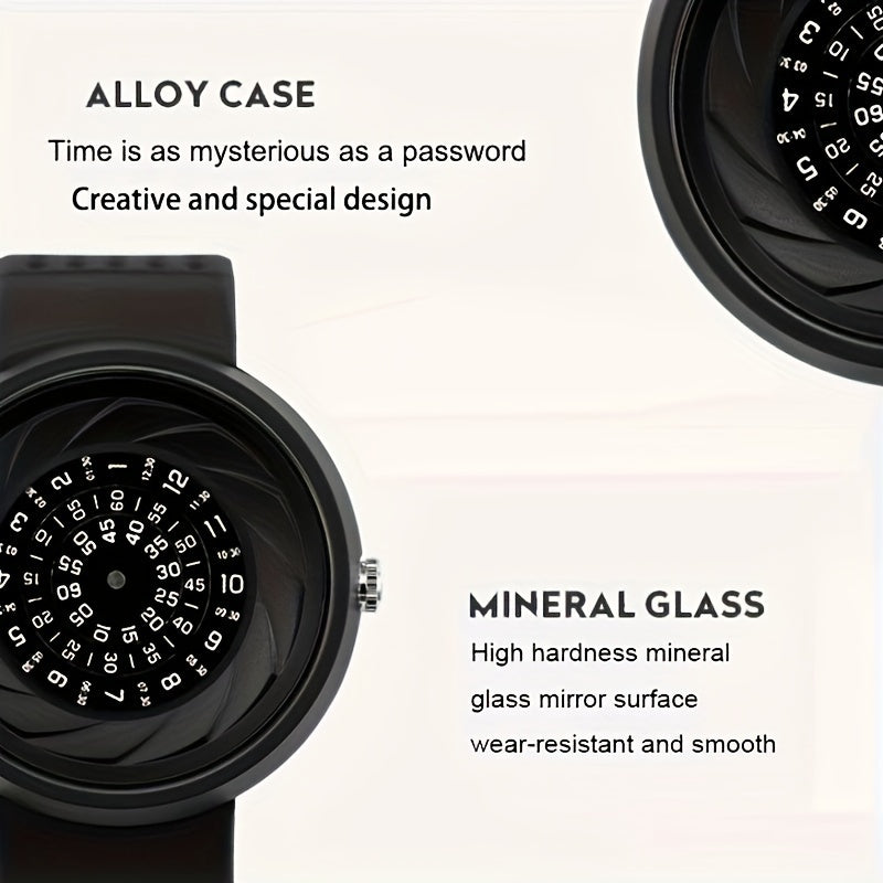 Men's Sports Watch/Novel Fashion Watch/Concept Wristwatch with Password Dial/Extra Strap And Tools