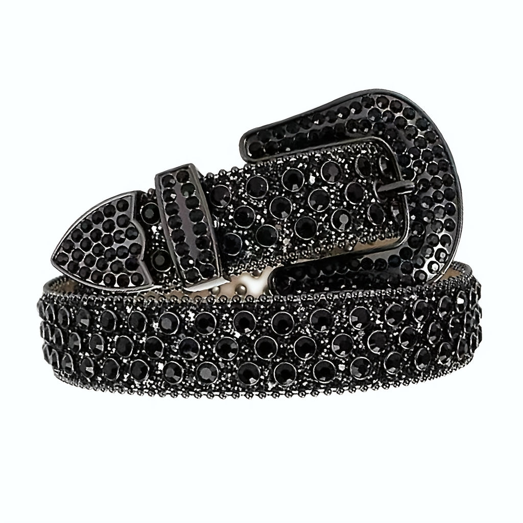 Black Rhinestone Belt, -encrusted Punk Hip-hop Belt, Gothic Punk Style Adjustable Belt