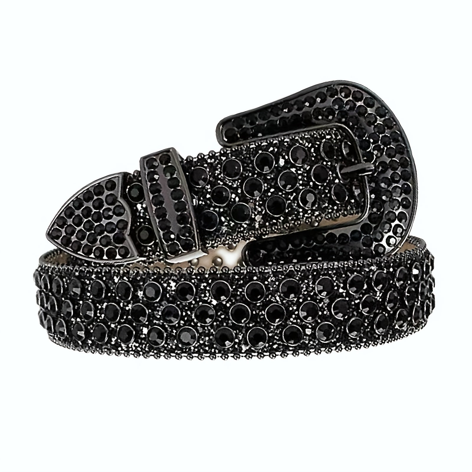 Black Rhinestone Belt, -encrusted Punk Hip-hop Belt, Gothic Punk Style Adjustable Belt