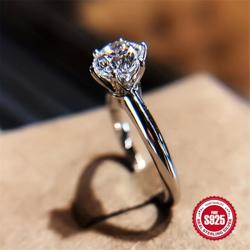 1 Exquisite 925 Sterling Silver 2-carat Ring - Timeless Design, Durable, Hypoallergenic, Comfortable, Perfect For Daily Wear - Ideal Birthday, Anniversary, New Year, Halloween, Christmas Gift, Comes With A Gift Bag